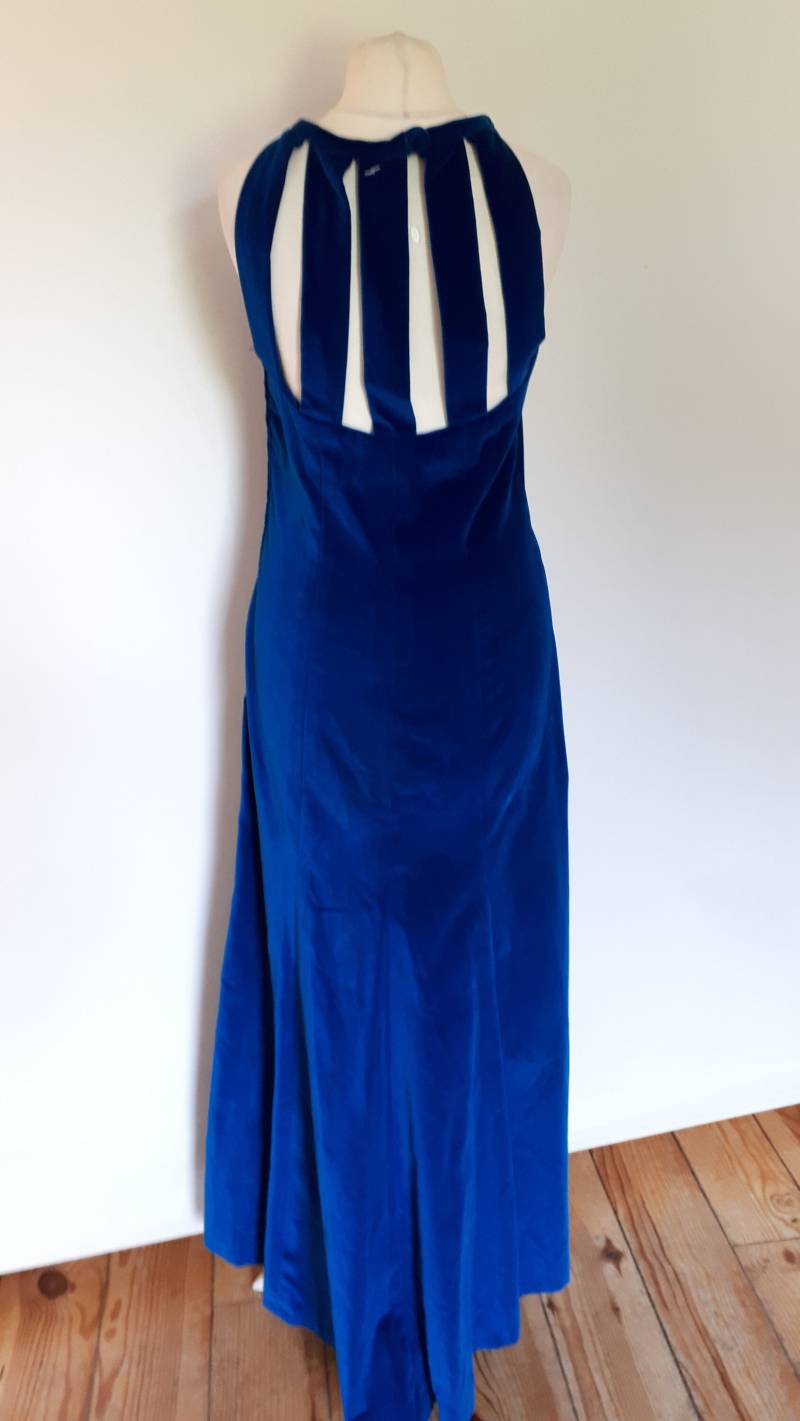 Oldtimer in Voller Länge 80Er Jahre 90Er Abend Samt Maxi Kleid Größe Klein von BidandBertVintage