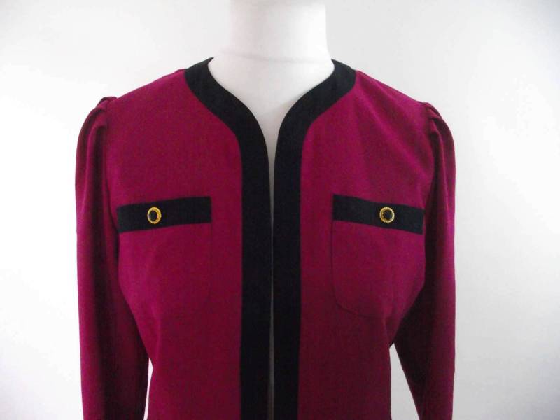 Vintage 80S Frankenwalder-Made in West Germany Zerise Rosa Wolle Mix Navy Trim Jackie Groß Klein von BidandBertVintage