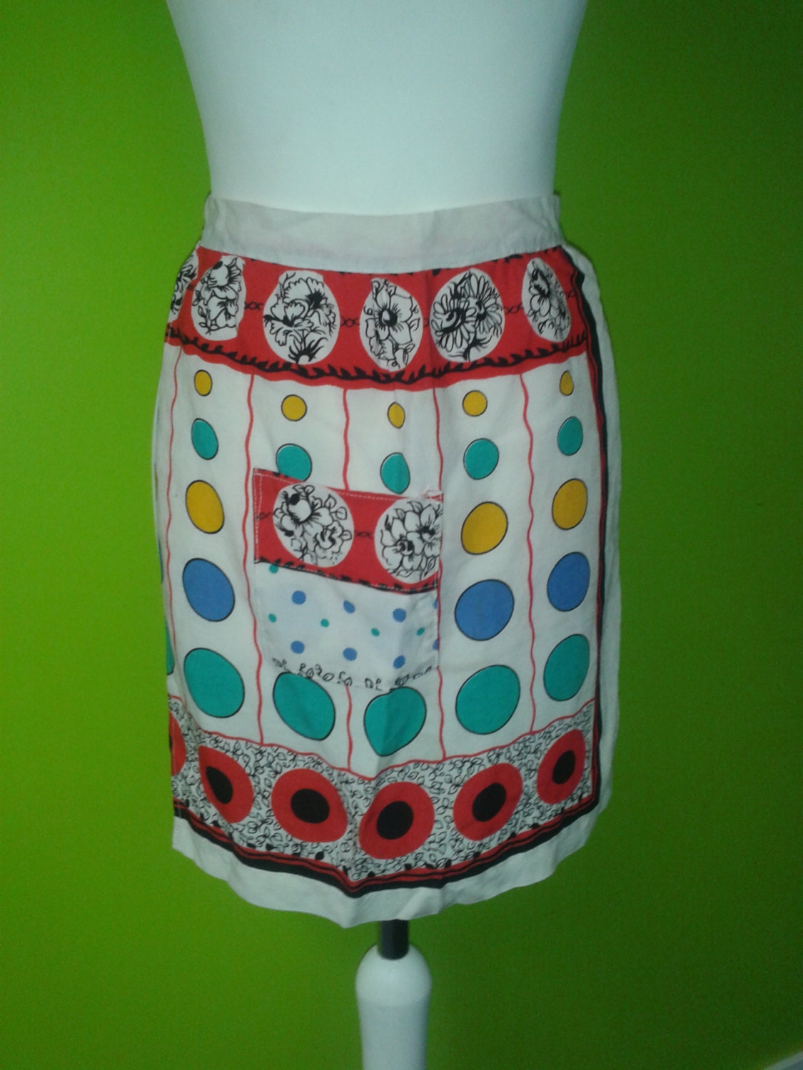 Vintage Schürze 50Er Jahre Hausfrau Halbschürze Mit Tasche von BidandBertVintage