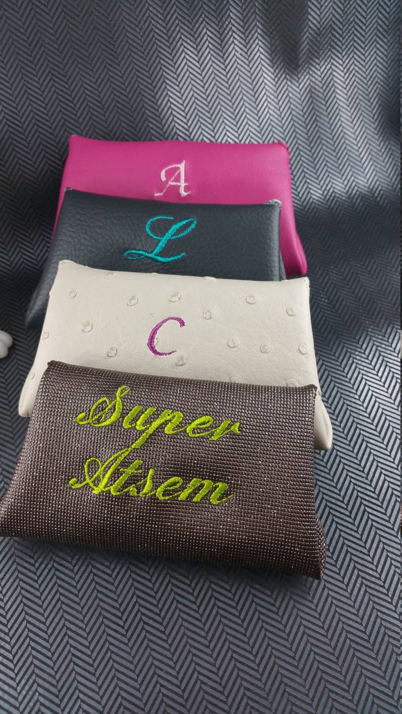 Damen Geldbörse, Bestickte Personalisierte Ledergeldbörse von Bidiartiste