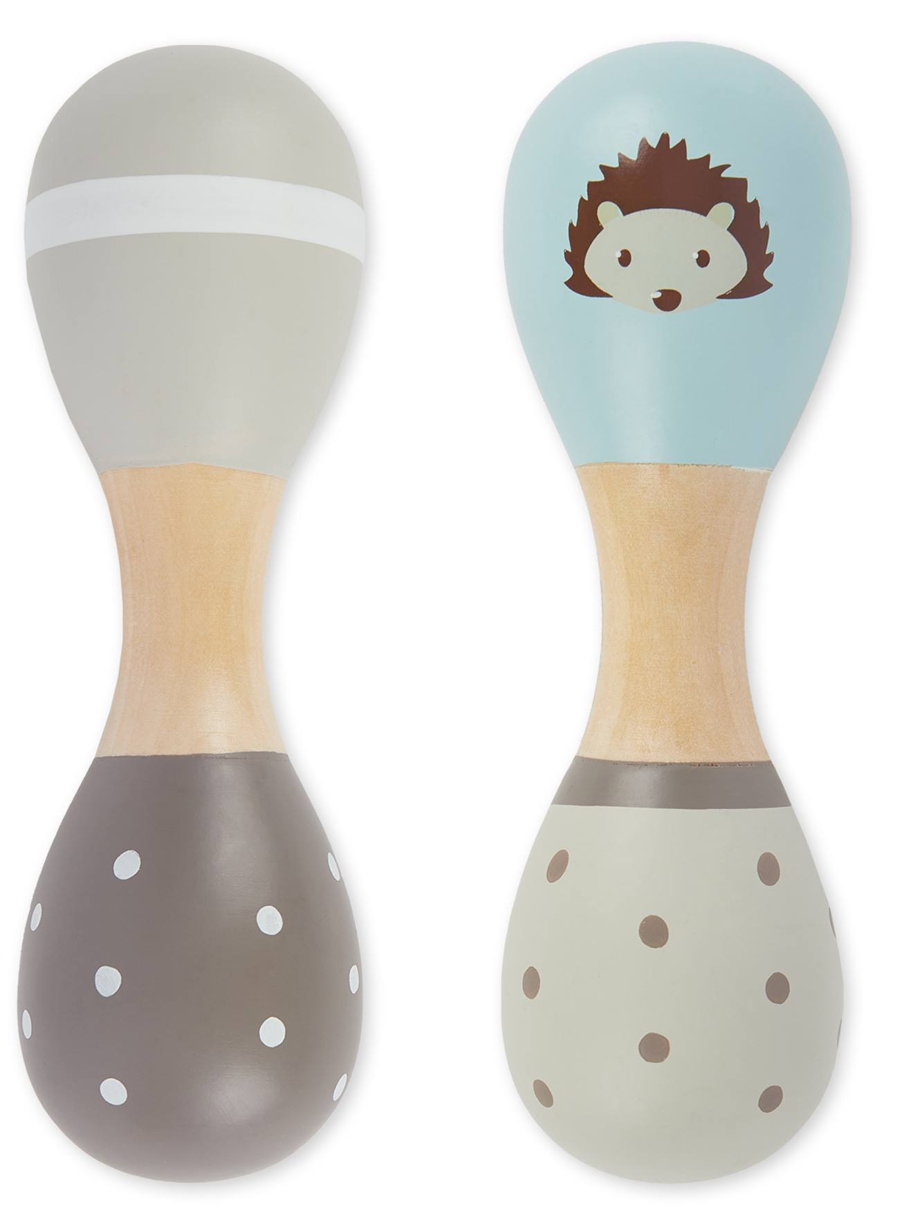 Hantelrasseln Holz 2er Set - Motiv Reh igel von Bieco
