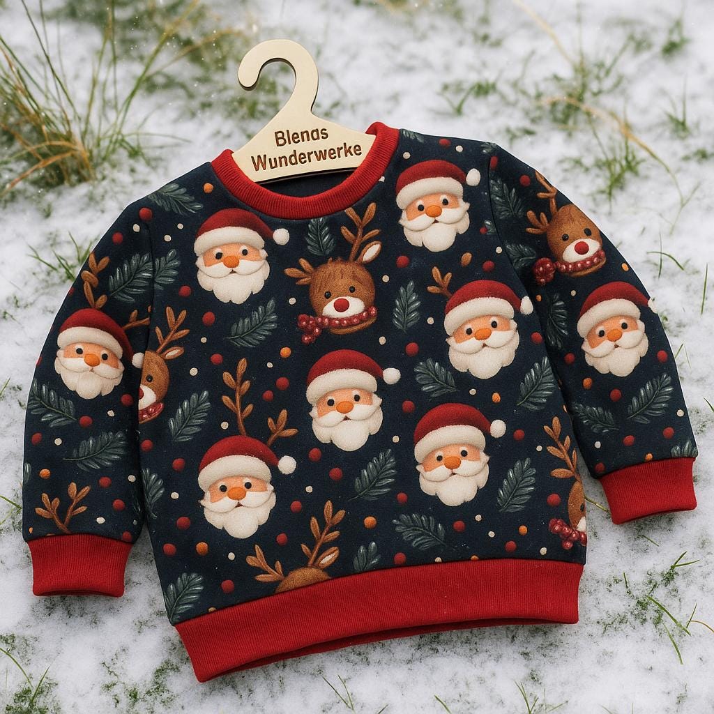 Oversize Sweater Kinder, Weihnachtspullover French Terry, Handgefertigter Pullover Jungen & Mädchen, Weihnachtsoutfit Kinder von BienasWunderwerke