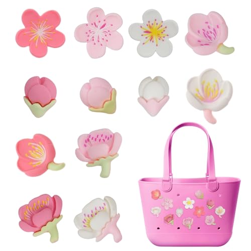 Biendo Niedliche Sakura-Blumen-Anhänger zum Selbermachen, für Bogg Bag, weiche Gummi-Dekorationen für Handtasche, Tragetasche, Strandtaschen, 3 Farben, abnehmbares Zubehör für Teenager, Mädchen Biendo Niedliche Sakura-Blumen-Anhänger zum Selbermachen, für Bogg Bag, weiche Gummi-Dekorationen für Handtasche, Tragetasche, Strandtaschen, 3 Farben, abnehmbares Zubehör für Teenager, Mädchen von Biendo