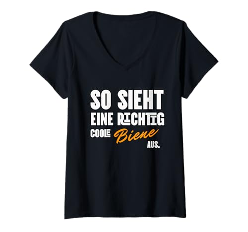 Damen Biene Spitzname Bienchen Süße Biene Bienlein Honigbiene T-Shirt mit V-Ausschnitt von Biene Geschenke für Honig Bienen Honey Imker