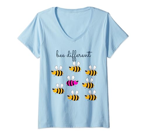 Damen Bee different - sei anders - sei du selbst - Biene T-Shirt mit V-Ausschnitt Damen Bee different - sei anders - sei du selbst - Biene T-Shirt mit V-Ausschnitt von Biene positiv Motivationssprüche Bee different