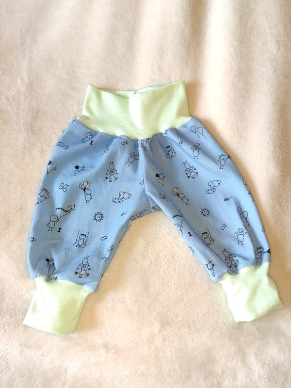 Pumphose, Blau, Mint, Strichmännchen, Babyhose, Größe 56-98 Pumphose, Blau, Mint, Strichmännchen, Babyhose, Größe 56-98 von BienenStichKlamotte
