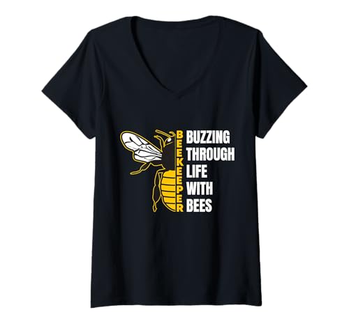 Damen Buzzing Through Life with Bees Lustiges Motiv für Imker T-Shirt mit V-Ausschnitt Damen Buzzing Through Life with Bees Lustiges Motiv für Imker T-Shirt mit V-Ausschnitt von Bienenfreunde Biene Imkerei Honig Natur