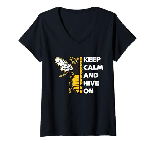 Damen Keep Calm and Hive On Lustiges Motiv für Imker T-Shirt mit V-Ausschnitt Damen Keep Calm and Hive On Lustiges Motiv für Imker T-Shirt mit V-Ausschnitt von Bienenfreunde Biene Imkerei Honig Natur