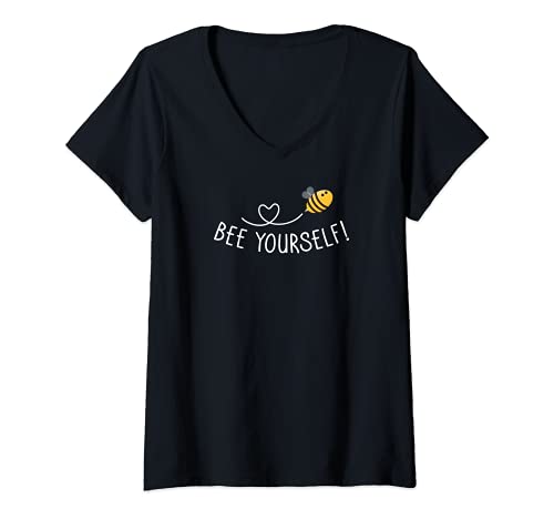 Damen Bee yourself | Bienensterben Biene Garten Imker T-Shirt mit V-Ausschnitt von Bienenliebe Fun Spruch Geschenk