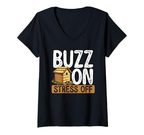 Damen Stress Loslassen – Entspannender Imker Natur T-Shirt mit V-Ausschnitt Damen Stress Loslassen – Entspannender Imker Natur T-Shirt mit V-Ausschnitt von Bienenstock Blüte Imker