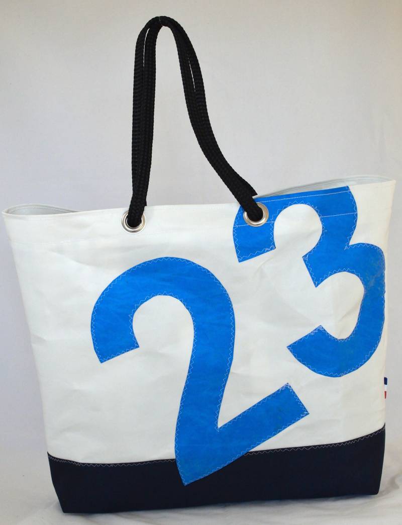 Upcycled Segeltuch Einkaufstasche Personalisierte Nummer, Vegan Seetasche von BientotDimanche