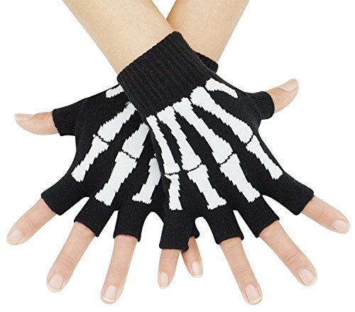 Bienvenu Herren Unisex Dehnbar Fingerhandwärmer Skelett Handschuhe Einheitsgröße Weiß von Bienvenu