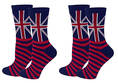 Herren-Socken mit UK-Flagge, Druck, britische Flagge, bunte Kleidersocken, lässige Baumwollsocken, blau, Einheitsgr��e von Bienvenu