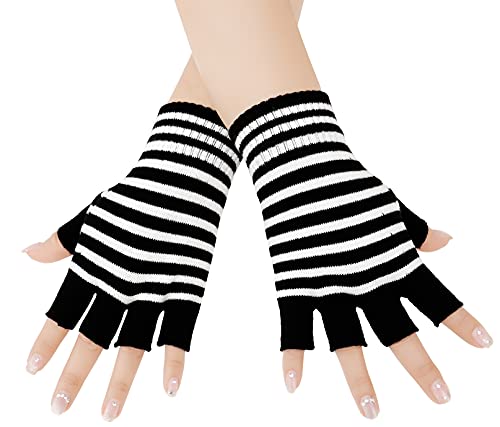 Bienvenu Unisex Handschuhe, dehnbar, fingerlos, Skelett, Handschuhe, Schwarz, Einheitsgröße von Bienvenu