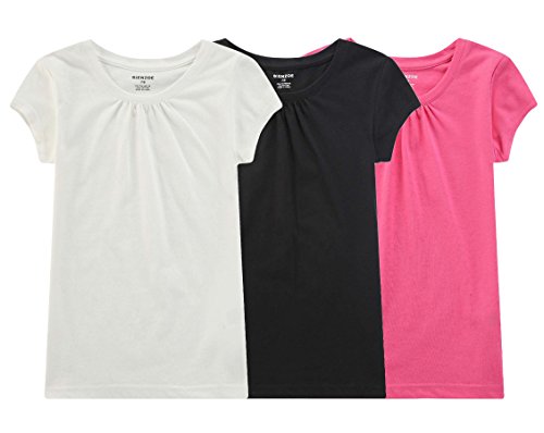 BIENZOE Mädchen Antimikrobiell Schnelltrocknend Kurzarm T-Shirt 3pc Satz A 10/12 von BIENZOE