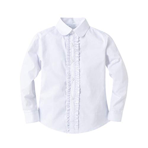 BIENZOE Mädchen Schuluniform Lange Ärmel Weiß Bluse L von BIENZOE