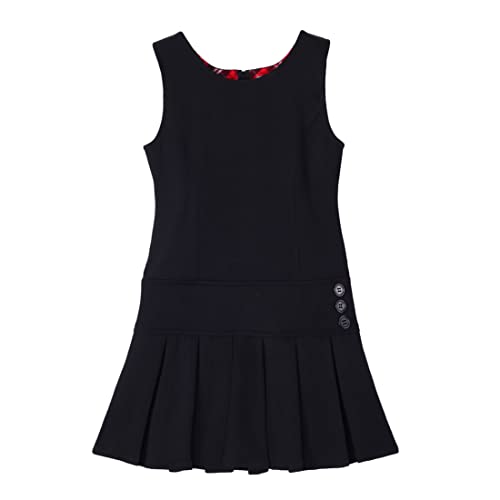 BIENZOE Mädchen Stretchy Schuluniformen Plissee Jumper Kleider Schwarz Größe 6X von BIENZOE