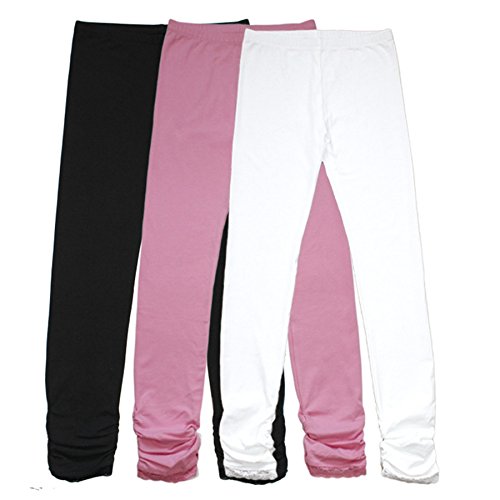 BIENZOE Mädchen Strick Baumwolle Stretch Schuluniform 3 Leggings Packung A 12 von BIENZOE
