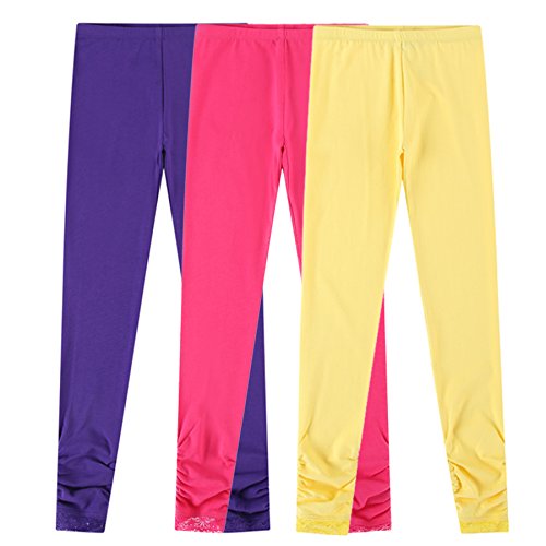 BIENZOE Mädchen Strick Baumwolle Stretch Schuluniform 3 Leggings Packung B 8 von BIENZOE