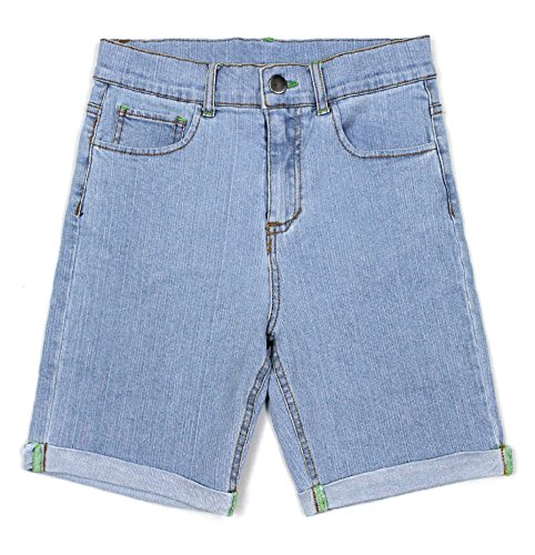 BIENZOE Mädchen Weiche Hohe Taille Dehnbar Jeans Shorts Rein Blau größe 12 von BIENZOE