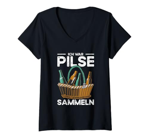 Damen Ich War Pilse Sammeln Bier Gadgets für Männer Bierfans T-Shirt mit V-Ausschnitt von Bier Gadgets für Männer und Geschenk für Bierfans