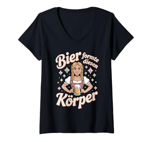 Damen Bier Formte Diesen Körper Tracht T-Shirt mit V-Ausschnitt Damen Bier Formte Diesen Körper Tracht T-Shirt mit V-Ausschnitt von Bier Humor Tracht Tradition Trinken