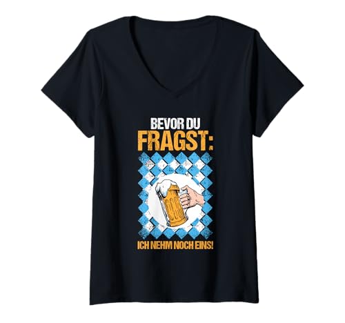 Damen Noch EIN Bier T-Shirt mit V-Ausschnitt von Bier Saufen Alkohol Oktoberfest