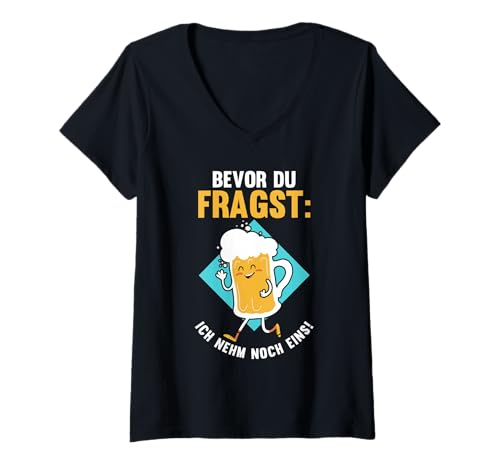 Damen Noch EIN Bier T-Shirt mit V-Ausschnitt von Bier Saufen Alkohol Oktoberfest
