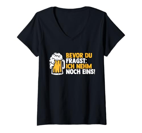 Damen Noch EIN Bier T-Shirt mit V-Ausschnitt von Bier Saufen Alkohol Oktoberfest