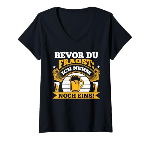 Damen Noch EIN Bier T-Shirt mit V-Ausschnitt von Bier Saufen Alkohol Oktoberfest