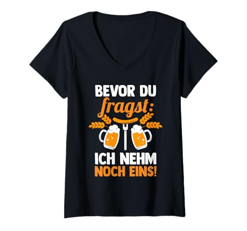 Damen Saufen Bierfest Bier T-Shirt mit V-Ausschnitt von Bier Saufen Alkohol Oktoberfest