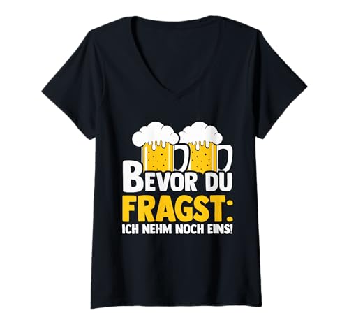 Damen Saufen Bierfest Bier T-Shirt mit V-Ausschnitt von Bier Saufen Alkohol Oktoberfest