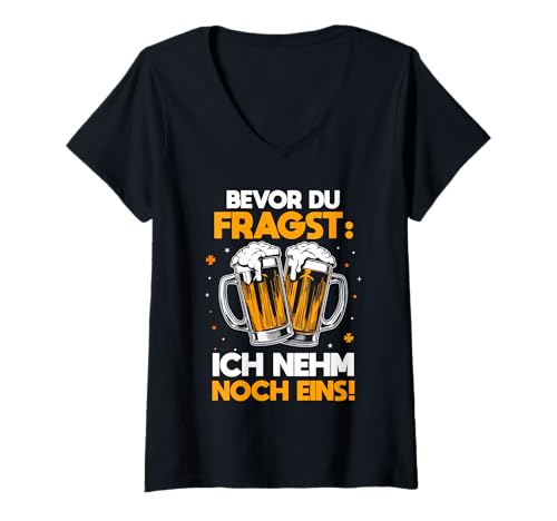 Damen Saufen Bierfest Bier T-Shirt mit V-Ausschnitt von Bier Saufen Alkohol Oktoberfest