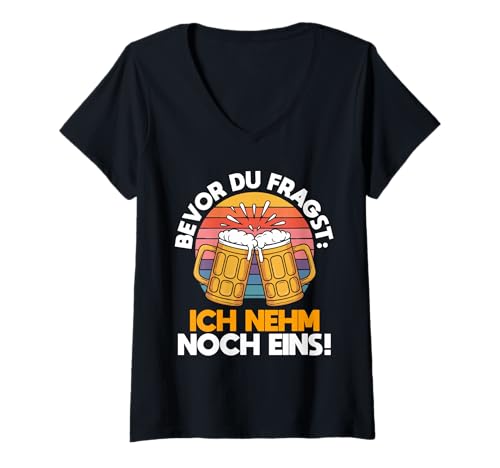 Damen Saufen Bierfest Bier T-Shirt mit V-Ausschnitt von Bier Saufen Alkohol Oktoberfest