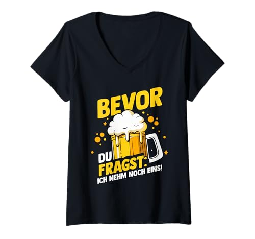 Damen Saufen Bierfest Bier T-Shirt mit V-Ausschnitt von Bier Saufen Alkohol Oktoberfest