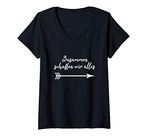 Damen Partner Zusammen schaffen wir alles außer nüchtern bleiben T-Shirt mit V-Ausschnitt Damen Partner Zusammen schaffen wir alles außer nüchtern bleiben T-Shirt mit V-Ausschnitt von Bier Wein