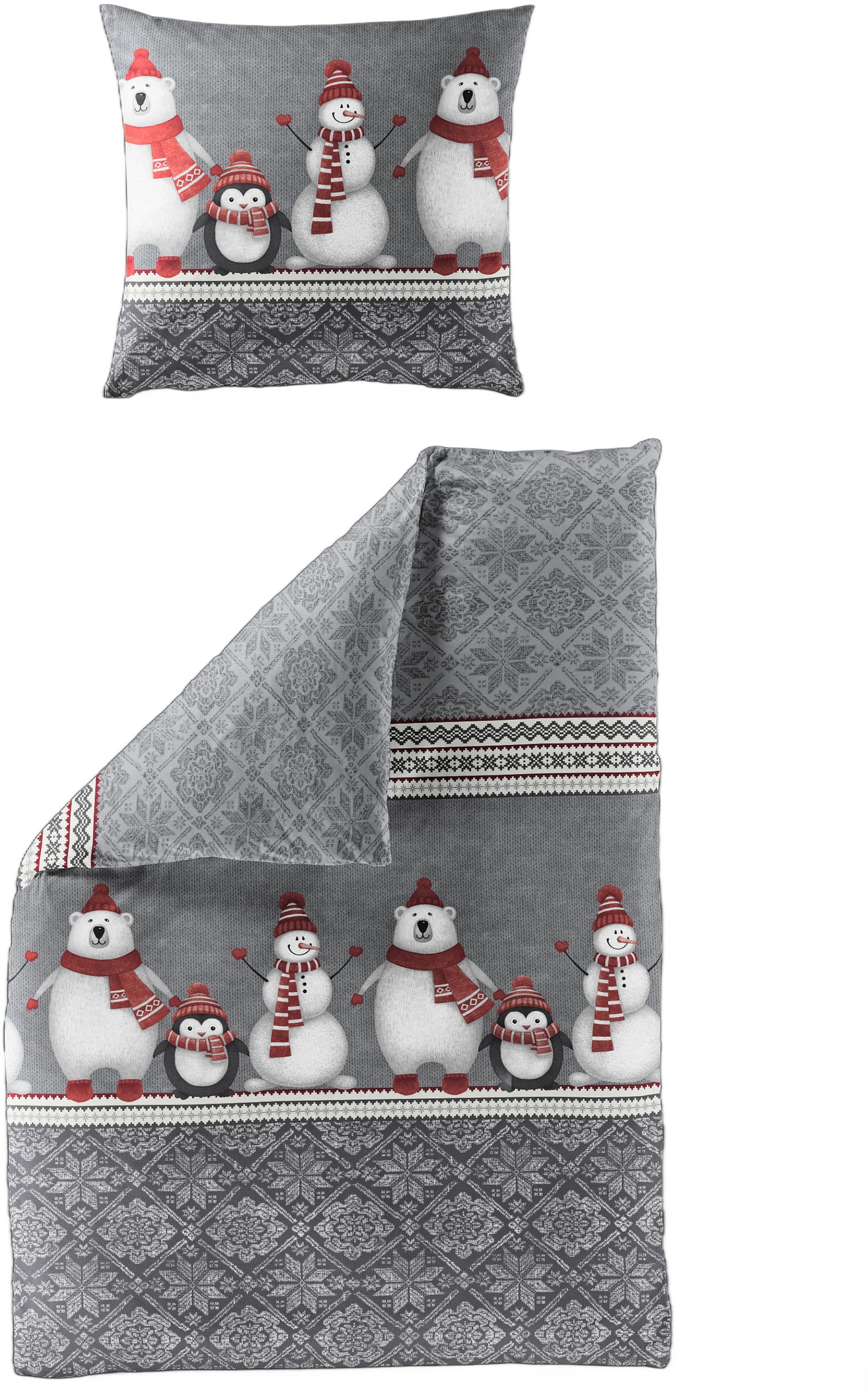 BIERBAUM Bettwäsche "Wichtel" 2 tlg. tlg. Biber, 100 % Baumwolle, pflegeleicht, kuschelig weich von Bierbaum