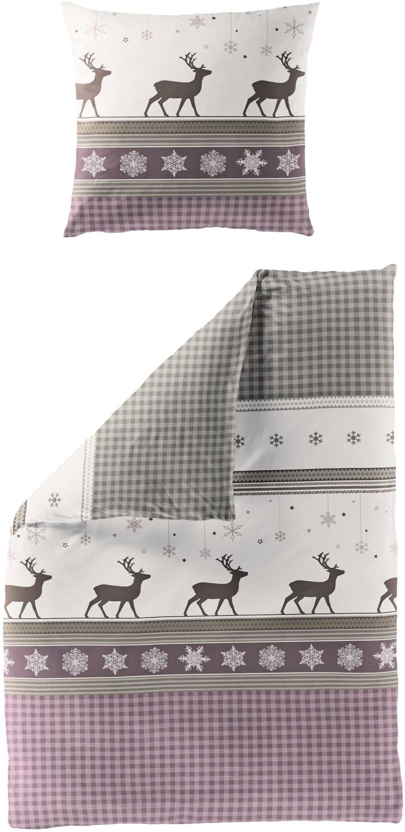 BIERBAUM Bettwäsche "4036" 2 Stk. tlg. Biber, 100 % Baumwolle, pflegeleicht, kuschelig weich von Bierbaum