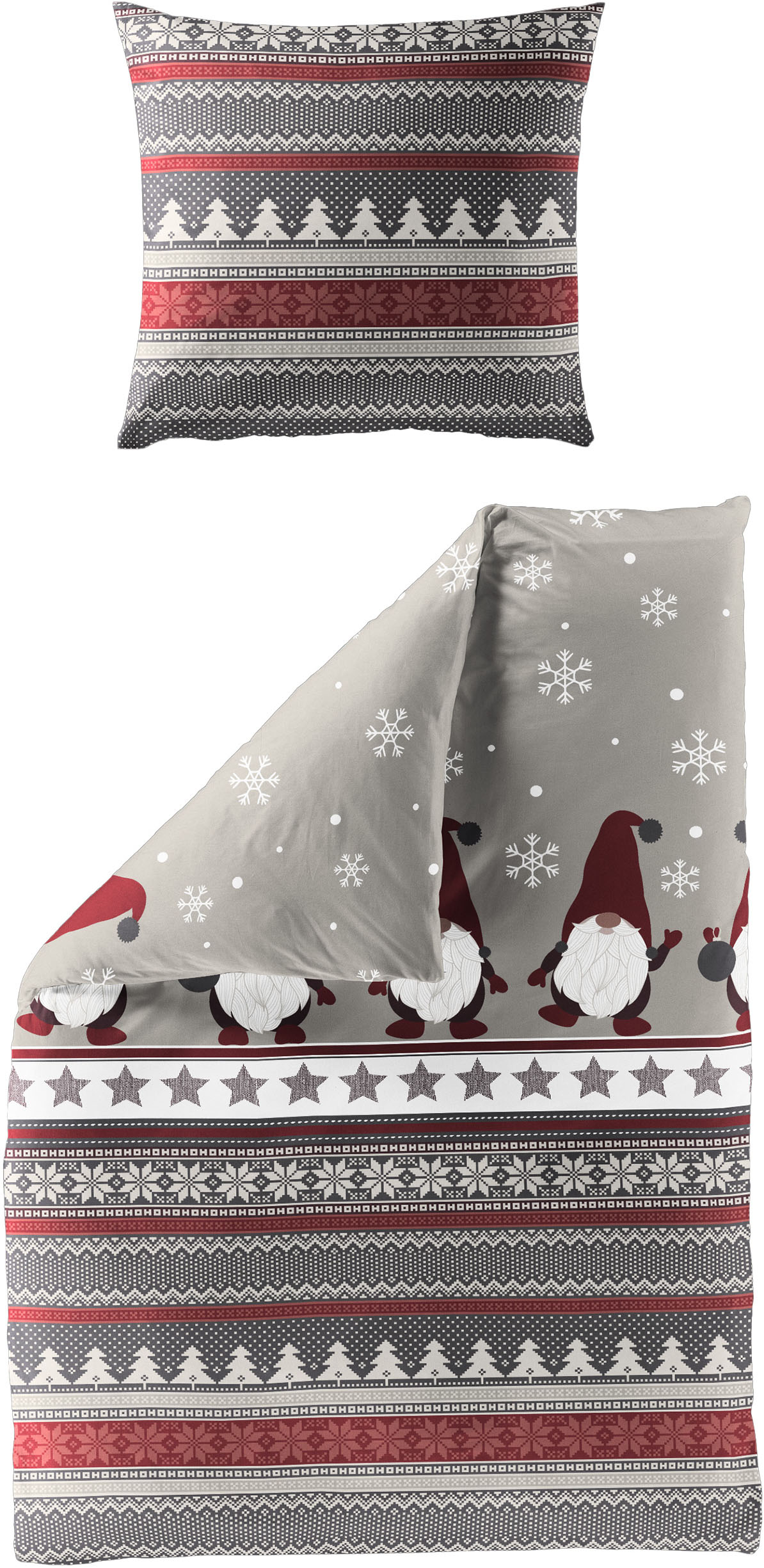 BIERBAUM Bettwäsche "Wichtel" 2 tlg. tlg. Mako-Satin und Biber, 100% Baumwolle, pflegeleicht, kuschelig weich von Bierbaum