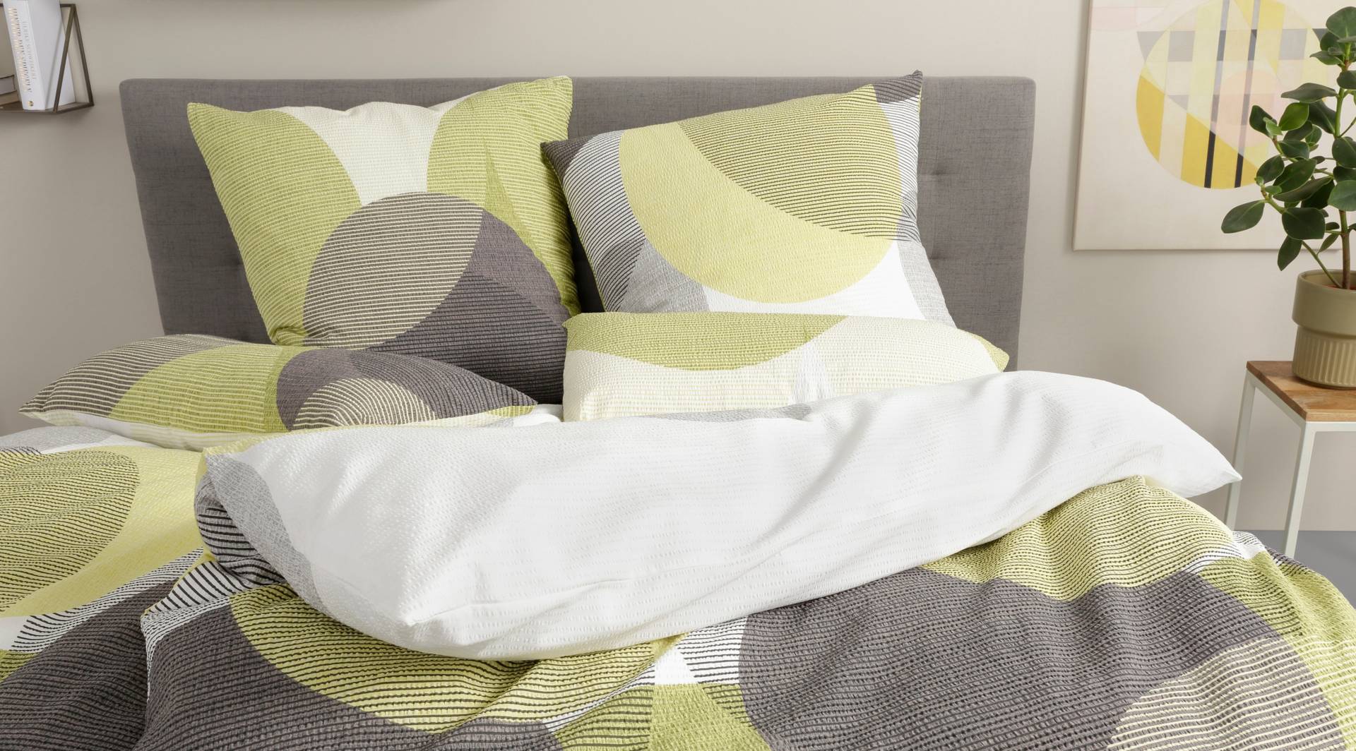 BIERBAUM Bettwäsche "Carla in Gr. 135x200 oder 155x220 cm" 2 tlg. Bettwäsche aus Baumwolle, geometrische Bettwäsche mit Reißverschluss von Bierbaum