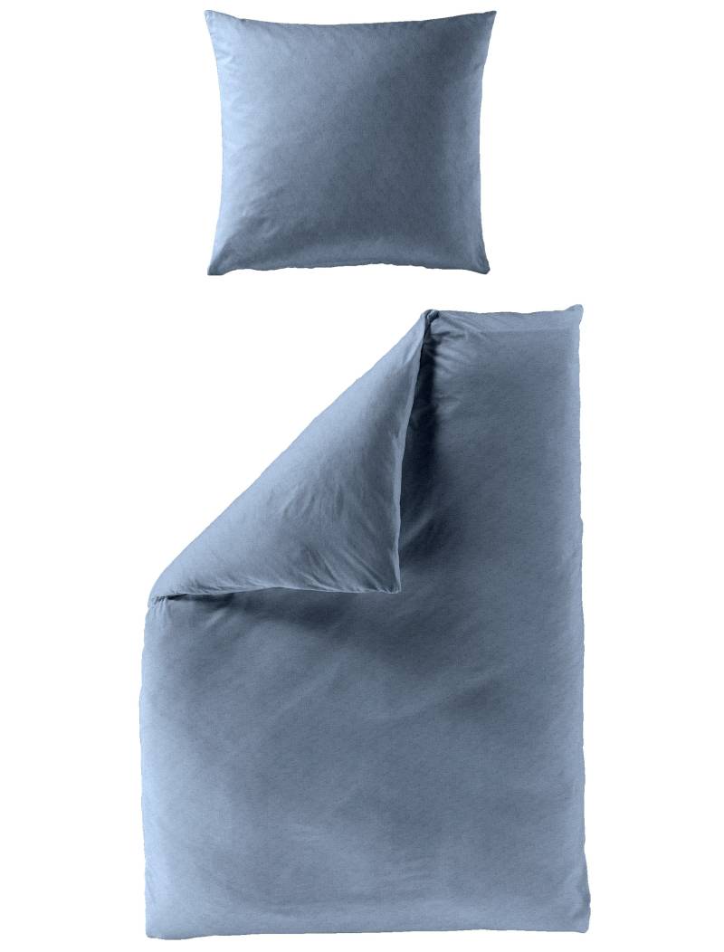 BIERBAUM Bettwäsche "Senci in 135x200 oder 155x220 cm" 2 Stk. tlg. Uni Optik mit feinem Fischgrätmuster, pflegeleicht, 100% Baumwolle von Bierbaum