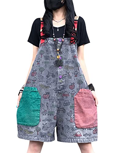 Bifscebn Damen Sommer Jeans Shorts Overalls Denim Playsuits Latzhose mit Taschen Style 1 Grey von Bifscebn