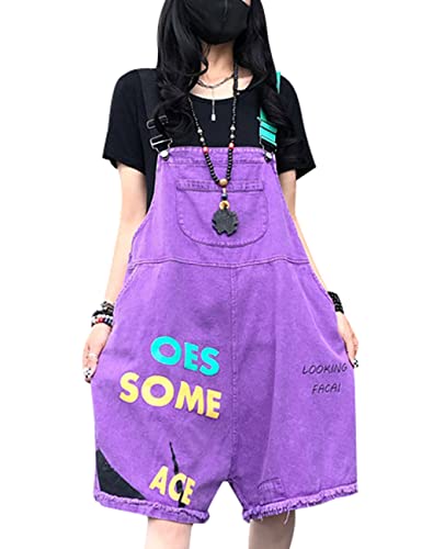 Bifscebn Damen Sommer Jeans Shorts Overalls Denim Playsuits Latzhose mit Taschen Style 2 Purple von Bifscebn