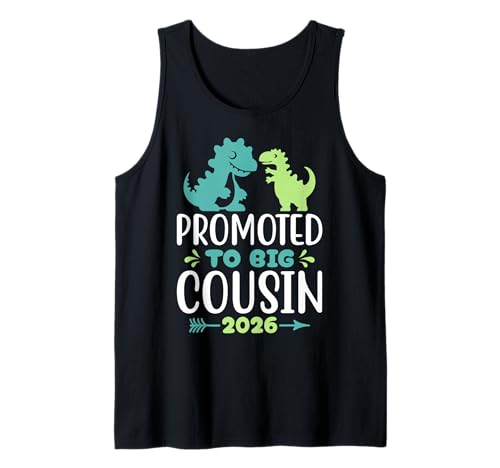 Promoted to Big Cousin 2026 Funny Dinosaur New Baby Shower Tank Top Promoted to Big Cousin 2026 Funny Dinosaur New Baby Shower Tank Top von Big Cousin 2026 Apparel