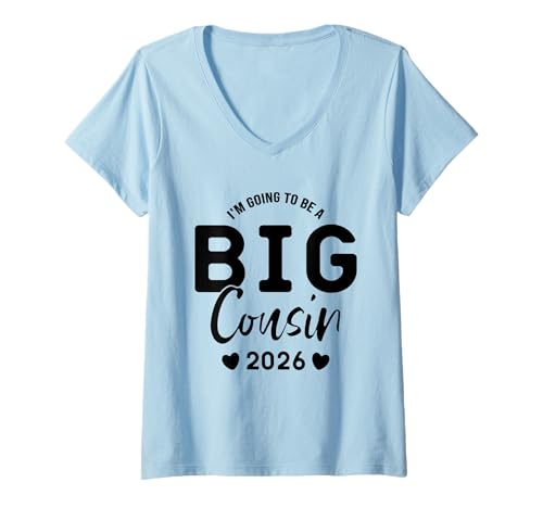 Damen I'm Going to Be a Big Cousin 2026, Big Cousin 2026 T-Shirt mit V-Ausschnitt Damen I'm Going to Be a Big Cousin 2026, Big Cousin 2026 T-Shirt mit V-Ausschnitt von Big Cousin 2026 Tee