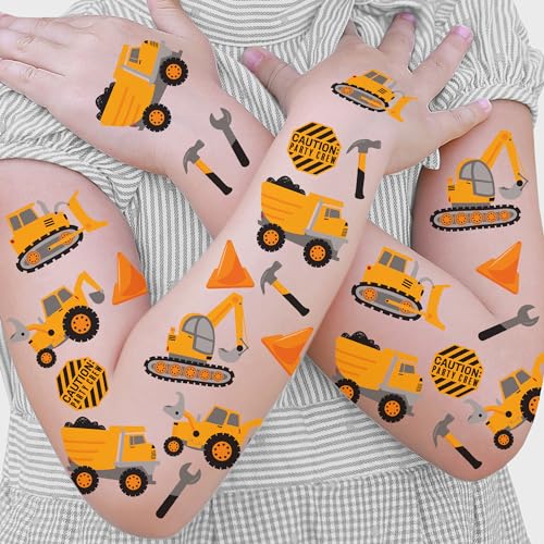 Big Dot of Happiness Dig It - Construction Party Zone Temporäre Tattoos für Kinder Junge Geburtstag Party Gefälligkeiten Truck Geburtstag Party Dekorationen Gelb Party Supplies 12 Blatt von Big Dot of Happiness