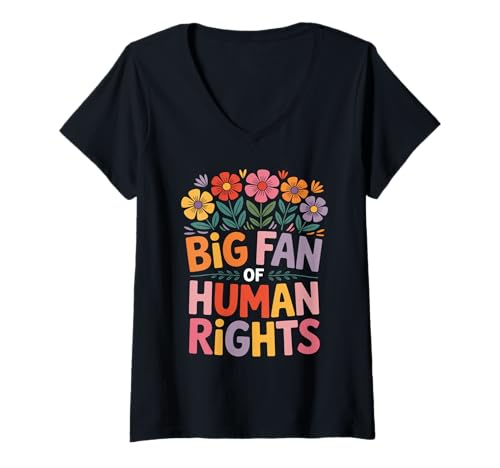Damen Großer Fan von Menschenrechten Buntes Blumenprotest Frauen T-Shirt mit V-Ausschnitt Damen Großer Fan von Menschenrechten Buntes Blumenprotest Frauen T-Shirt mit V-Ausschnitt von Big Fan Of Human Rights Cool Tee