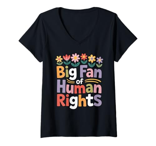 Damen Großer Fan von Menschenrechten Buntes Blumenprotest Frauen T-Shirt mit V-Ausschnitt Damen Großer Fan von Menschenrechten Buntes Blumenprotest Frauen T-Shirt mit V-Ausschnitt von Big Fan Of Human Rights Cool Tee