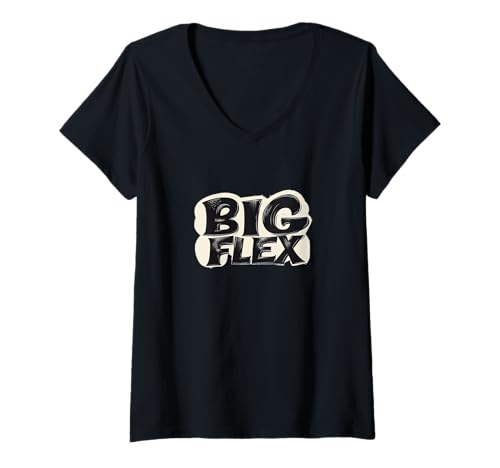 Damen Big Flex Leinen mit Hustle and Pride Kostüm T-Shirt mit V-Ausschnitt Damen Big Flex Leinen mit Hustle and Pride Kostüm T-Shirt mit V-Ausschnitt von Big Flex Outfit