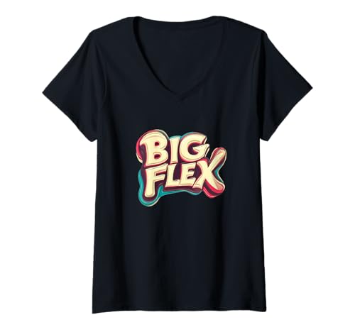 Damen Big Flex glänzt als Motivations-Emblem Kostüm T-Shirt mit V-Ausschnitt Damen Big Flex glänzt als Motivations-Emblem Kostüm T-Shirt mit V-Ausschnitt von Big Flex Outfit